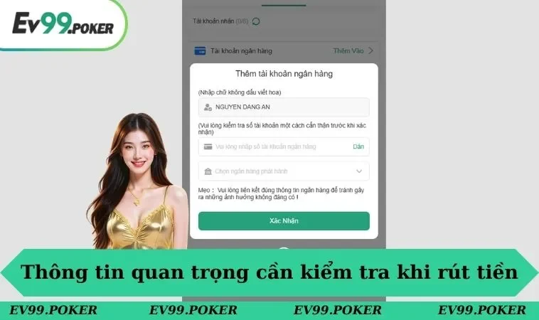 Rút tiền EV99 3 Thông tin quan trọng cần kiểm tra khi rút tiền